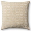 Magnolia Home Bryn Pillow by Joanna Gaines in beige showcases a textured pattern, ideal for modern décor with its neutral tones and classic design.