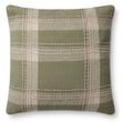 Jean Stoffer x Loloi PJS-0016 Pillow in green, hand-made cotton, displayed in a cozy setting with soft textures.