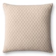 Loloi Rugs PLL-0125 Pillow in Ivory and Wheat, featuring a cotton texture, elegantly displayed in a cozy, neutral-toned setting.