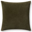 Loloi Rugs PLL-0130 Pillow in dark olive, crafted from cotton with a textured design, displayed on a neutral background.