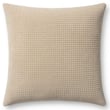 Ivory Loloi Rugs PLL-0130 pillow in a soft cotton construction, featuring a textured pattern, shown on a neutral background for home decor.