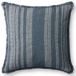 Loloi Rugs PLL-0131 Pillow in blue and ivory, crafted from cotton, showcases intricate patterns and textures, ideal for cozy decor.