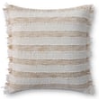 Loloi Rugs PLL-0134 Pillow in beige and ivory, showcasing a soft texture and elegant design, perfect for enhancing living room decor.