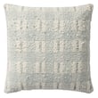 Loloi Rugs PLL-0185 Pillow in Ivory and Blue, featuring a geometric pattern, hand-made with cotton, adds elegance to any decor.