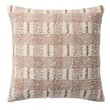 Ivory and rust Loloi Rugs PLL-0185 Pillow, hand-made from cotton, featuring earthy tones and intricate patterns, perfect for cozy settings.