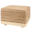 Jaipur Living Saba Pouf in Sienna Tan and Beige; sturdy jute construction, versatile seating for modern or rustic decor settings.
