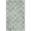 Feizy Rugs Lorrain 6108919F in Green and Ivory, Hand-Tufted; ornate geometric pattern on a hardwood floor setting.