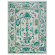 Feizy Rugs Karina 90969G7F in Ivory and Green; hand-knotted texture, elegant floral design, perfect for living room decor.