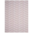 Chilewich Woven Arc Azalea rug featuring a vibrant pink arc pattern. Ideal for modern interiors, showcasing intricate woven design.