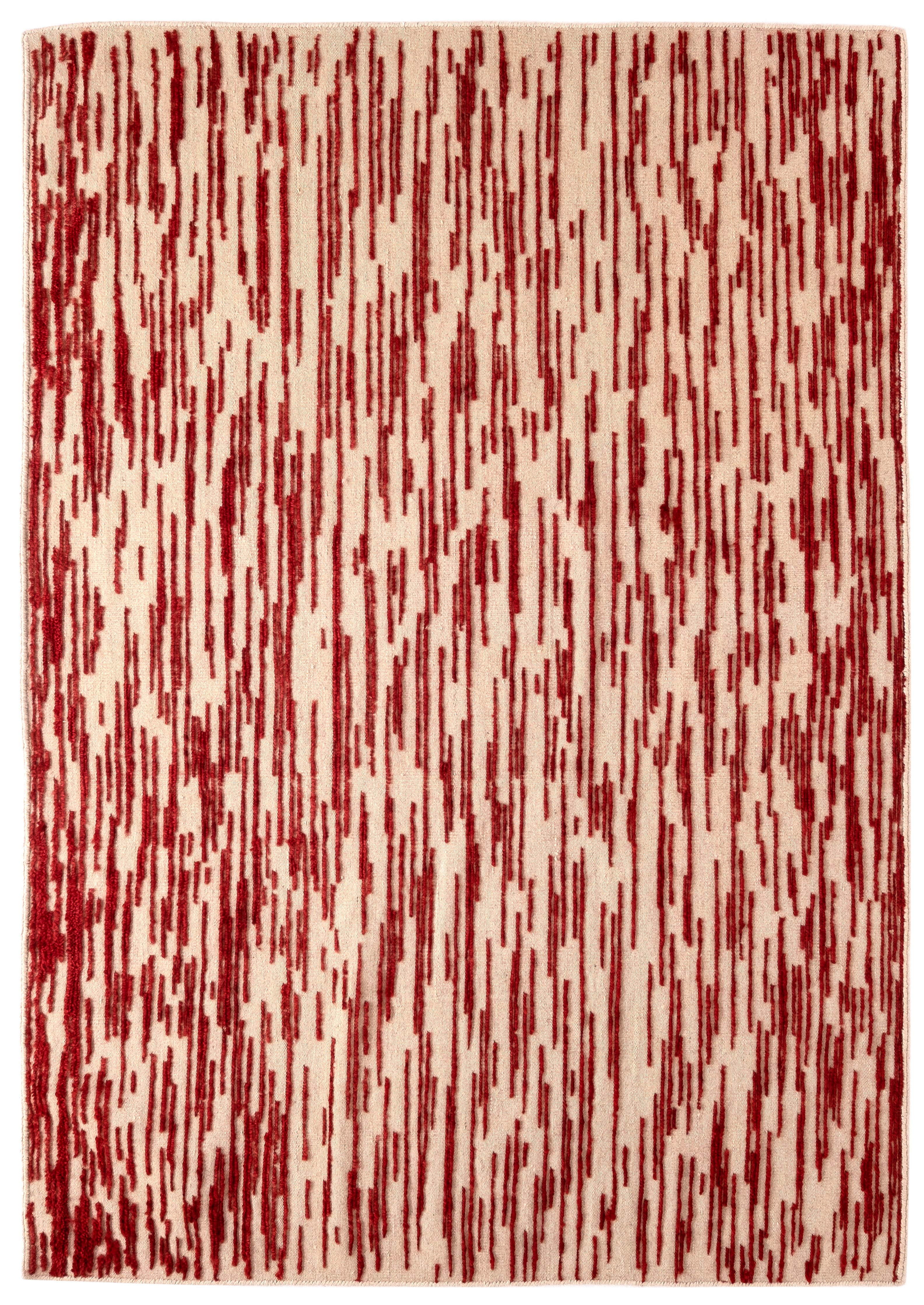 Nanimarquina Doblecara Design 2 Red Beige rug in a hand-knotted pattern, featuring elegant red and beige tones for a sophisticated setting.