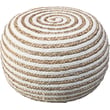 Rajani Home Serinity Pouf Maeve Natural in a soft white hue, showcasing its textured design, perfect for a cozy living room setting.