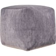 Rajani Home Yazzar Pouf in Frost Grey, featuring a soft Chenille texture, ideal for modern living spaces with its sleek design.