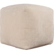Rajani Home Yazzar Pouf Hema Ivory with a textured chenille surface, showcasing a soft ivory hue in a cylindrical form.
