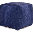 Rajani Home Yazzar Pouf Hema Navy, featuring a navy chenille fabric, tufted design, versatile for modern or traditional decor settings.