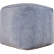 Rajani Home Yazzar Pouf in Hema Spa Blue features a soft Chenille texture, ideal for cozy home settings with its soothing color and construction.