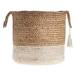 Rajani Home Dio Basket Perse Natural made of jute; features earthy tones. Perfect for organizing. Sturdy basket displayed.