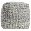Rugology Briar Pouf Paige in Ivory and Blue with hand-made construction showcases a blend of neutral tones in a cozy setting.