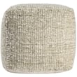 Rugology Briar Pouf Paige in Ivory and Green; hand-made pouf showcasing intricate patterns in a cozy home setting.