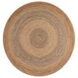Round Rugology Roscoe Jace in natural and grey hues; braided jute construction offers a rustic charm for modern interiors.