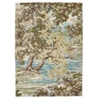 Sanderson for Brink and Campman Ancient Canopy rug, hand-tufted, features fawn and olive hues with intricate nature-inspired design.