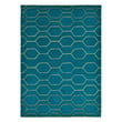 Wedgwood for Brink and Campman Arris Teal hand-tufted rug, featuring intricate geometric patterns in teal and blue tones on a soft surface.