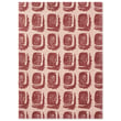 Ted Baker for Brink and Campman Woodblock Red rug, hand-loomed, featuring intricate geometric patterns in red shades on a plush surface.