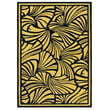 Florence Broadhurst Japanese Fans Gold rug; features elegant gold fan pattern. Hand-tufted construction enhances luxurious design.