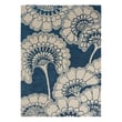 Florence Broadhurst Japanese Floral Midnight Rug, hand-tufted with intricate floral patterns in dark blue hues, elegant textile design.