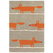Scion for Brink and Campman Mr Fox Cinnamon rug, hand-tufted with a playful fox motif in warm earthy tones displayed.