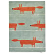Scion for Brink and Campman Mr Fox Mint Poppy hand-tufted rug, featuring playful fox design in mint, red, and green hues.