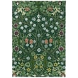 Morris & Co for Brink and Campman Blackthorn Green rug, showcasing intricate hand-tufted floral patterns in green, black, and beige tones.
