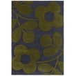 Orla Kiely Sprig Stem Marine rug in blue, white, and grey. Hand-tufted design adds elegance and style to modern interiors.