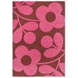 Orla Kiely for Brink and Campman Sprig Stem Paprika rug, hand-tufted, featuring bold red and orange floral patterns on a textured surface.