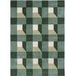 Harlequin for Brink and Campman Blocks Fern rug, vibrant green hues, abstract design, hand-tufted in a modern living room setting.