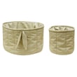 Lorena Canals Bamboo Quilted Basket Set in Olive, hand-made from cotton; showcases three green baskets in a minimalist setting.