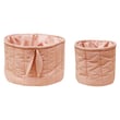 Set of Lorena Canals Bamboo Quilted Baskets in Vintage Nude, hand-made with cotton. Soft pink tone, ideal for organizing spaces.