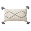 Lorena Canals Bereber Oasis Washable Pillow in natural and grey tones, hand-made from cotton, showcasing a geometric design.