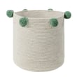 Lorena Canals Bubbly Storage Basket in Natural-Green, hand-made. Features a round design with subtle green detailing on a natural base.