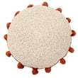 Lorena Canals Circle Washable Floor Cushion in Natural and Terracotta, hand-made, showing subtle textures and cozy home setting.