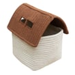 Lorena Canals Eco City House Basket in Natural and Toffee hues, hand-made, displayed in a cozy room setting with wooden floor.