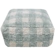 Lorena Canals Little Chefs Vichy Washable Pouf in Natural Blue Sage; hand-made with checkered patterns, adds cozy charm to any room.