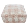 Lorena Canals Little Chefs Vichy Pouf in Natural and Rose; hand-made, ideal for cozy interior settings with soft, warm colors.
