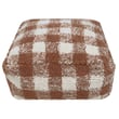 Lorena Canals Little Chefs Vichy Washable Pouf in Natural and Toffee, hand-made, showcasing checkered design in a cozy indoor setting.