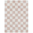 Lorena Canals Little Chefs Kitchen Tiles, a hand-tufted washable rug in natural and rose hues, displayed in a modern setting.
