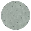 Lorena Canals Mushroom Hunt Round Dot Washable Rug in Blue Sage. Features a hand-tufted design with vintage blue accents.