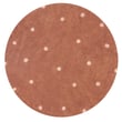 Lorena Canals Mushroom Hunt Round Dot Washable Rug in Chestnut and Rose, Hand-Tufted; features playful dots in a cozy home setting.