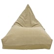 Lorena Canals Emily Washable Pouf in Rose and Beige, hand-made, shown in a cozy interior setting with soft colors and textures.