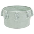 Lorena Canals New Tassels Basket in Blue Sage, hand-made; features a soft, woven design perfect for stylish storage in living spaces.