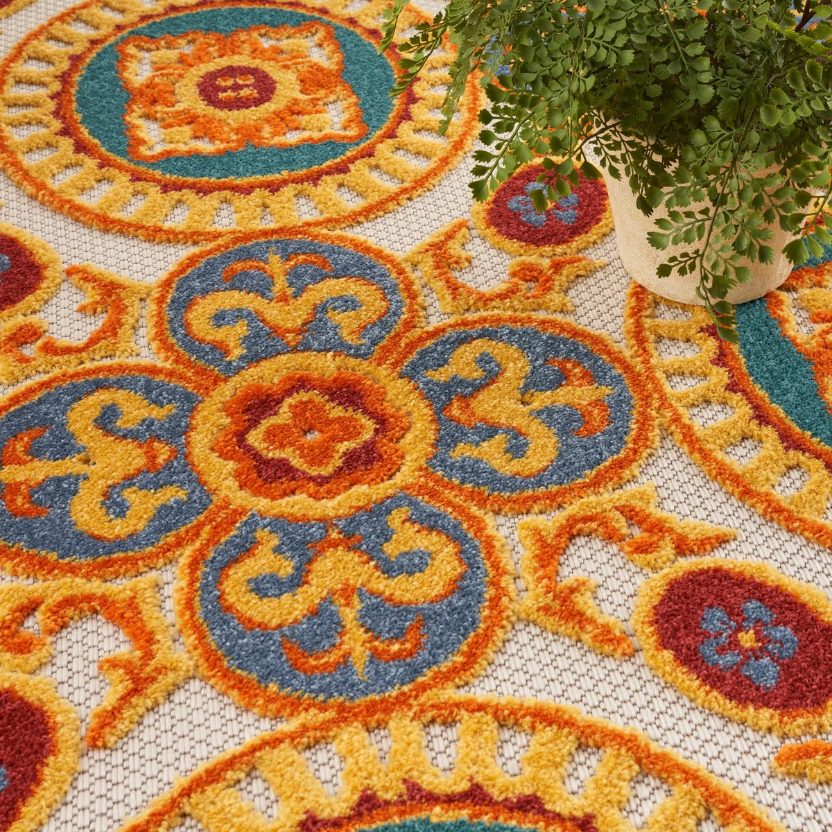 Nourison-Aloha-ALH-30-Blue, Yellow, Orange