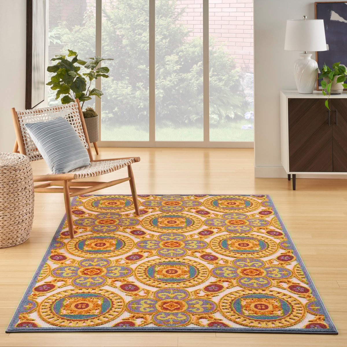 Nourison-Aloha-ALH-30-Blue, Yellow, Orange